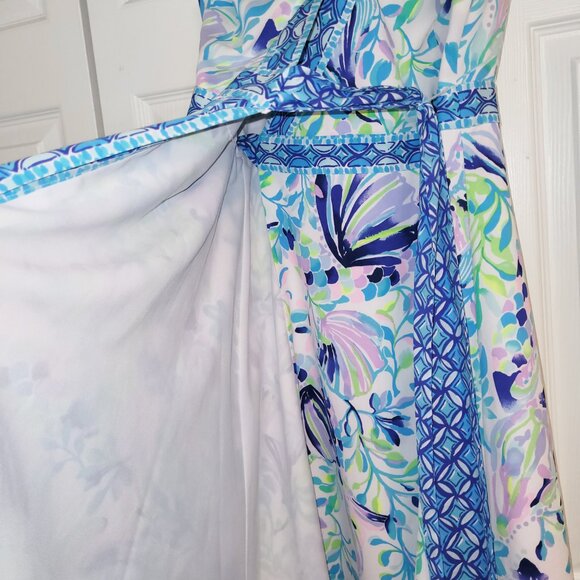 Lilly Pulitzer Shaylee Wrap Midi Dress in White Shell Beach - Picture 9 of 11
